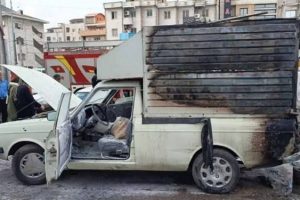 آتشسوزی خودروی فلافل فروش گلباغ نماز رشت